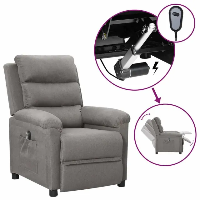 vidaXL Fauteuil elektrisch verstelbaar stof lichtgrijs grijs
