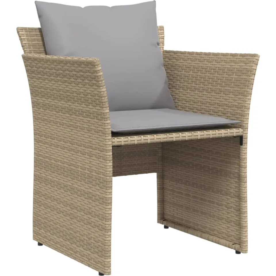vidaXL Tuinstoel met voetenbank poly rattan beige, foto 4