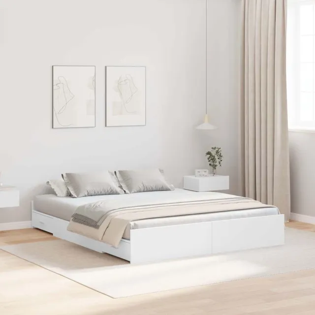 vidaXL Opbergbedframe met lade Wit 140 x 190 cm Bewerkt hout