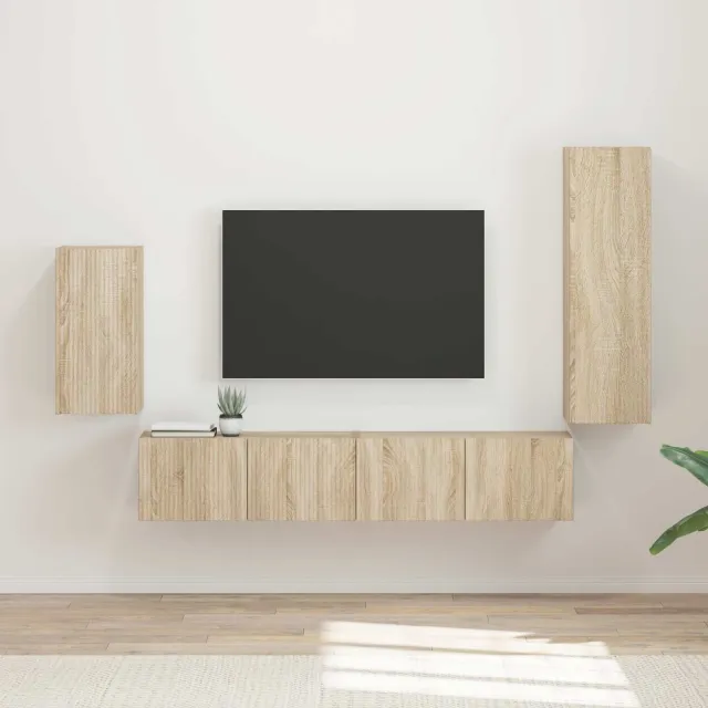vidaXL Tv-meubelset 4 st 31 x 30 x 100 cm Sonoma Eiken Bruin