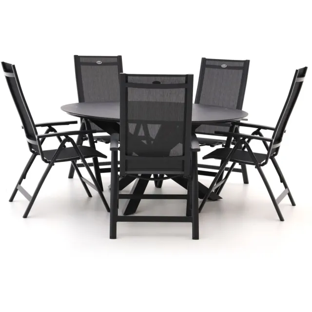 Hartman tuinmeubelen Hartman Troy/Lodola ø 150cm dining tuinset 6-delig verstelbaar Zwart
