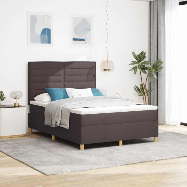 vidaXL Boxspringbed met matras Donkerbruin 160 x 200 cm Stof