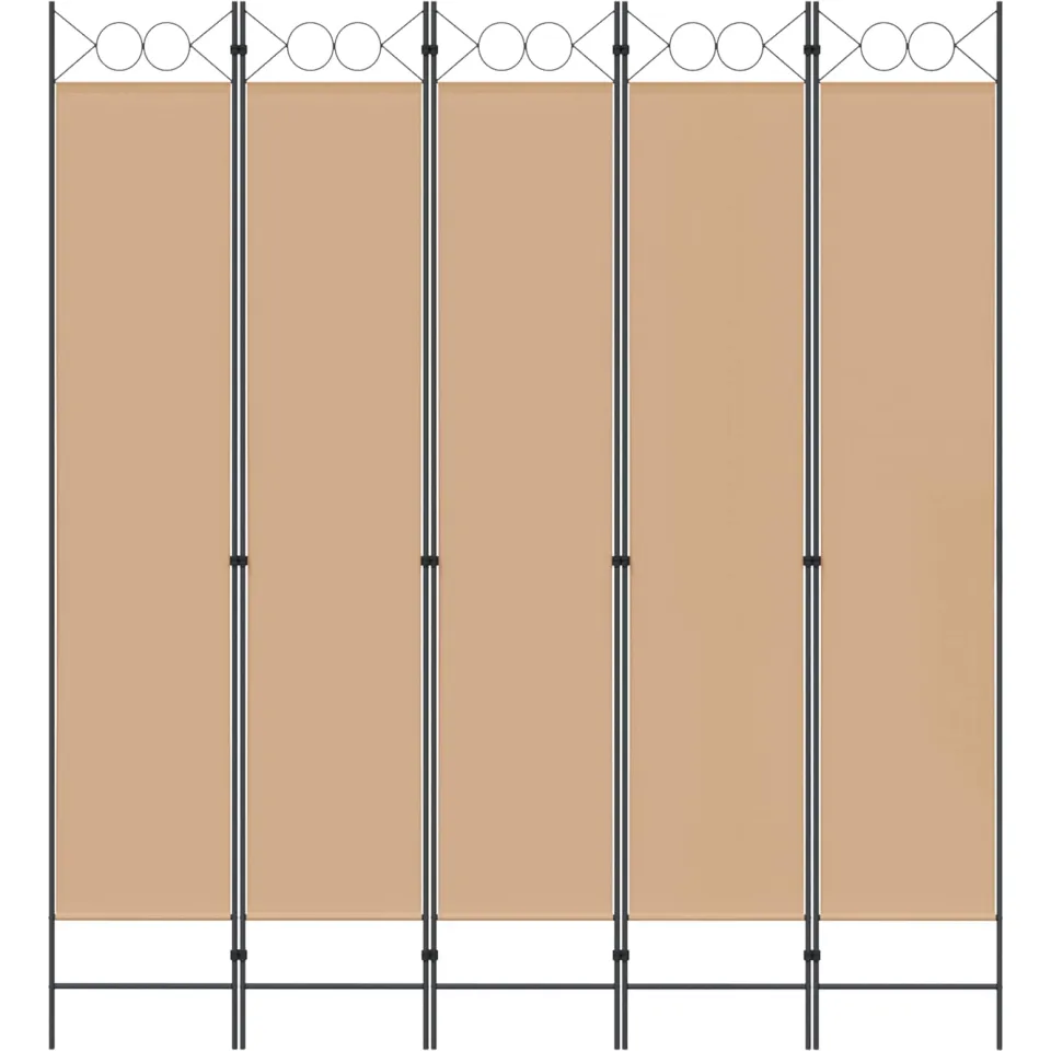vidaXL 5-Panel Room Divider Beige 200 x 220 cm Stof, foto 4