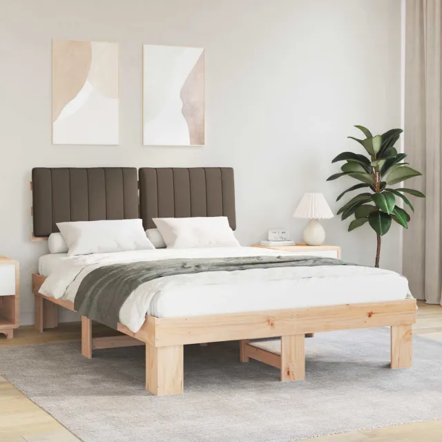 vidaXL Bedframe met Gevoerd Hoofdgedeelte Taupe 140 x 200 cm
