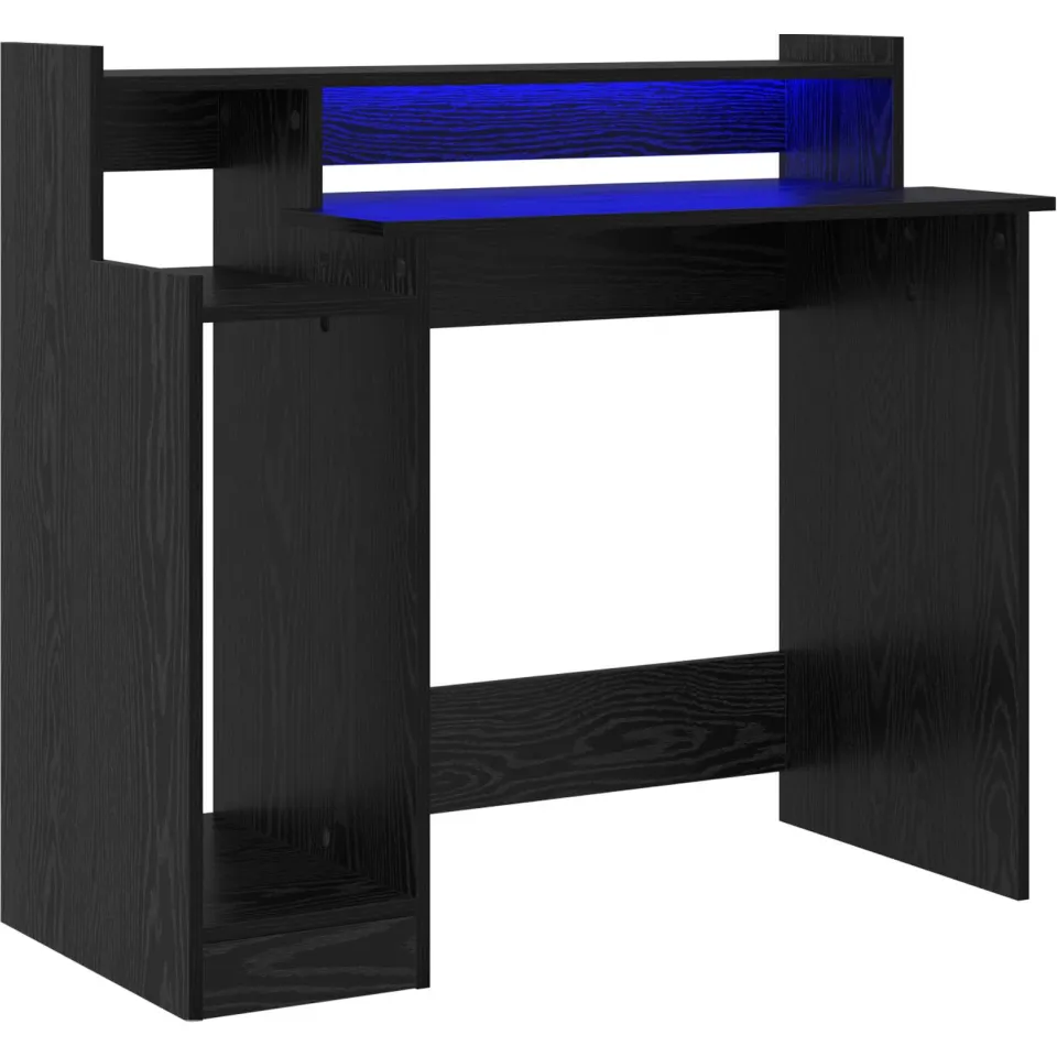 vidaXL Bureau Zwart Eiken 97 x 45 x 90 cm Bewerkt hout, foto 3