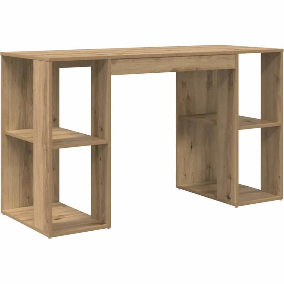 vidaXL Bureau Artisan Eiken 130 x 50,5 x 75 cm Bewerkt hout, foto 3