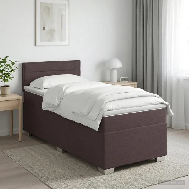 vidaXL Boxspringbed met matras Donkerbruin 90 x 200 cm Stof