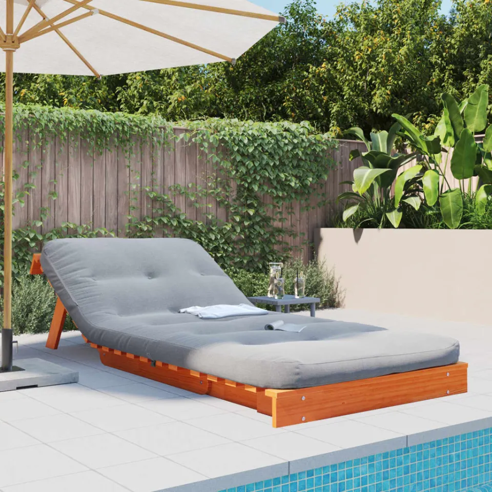 vidaXL Futon slaapbank met matras 90x206x11 cm grenenhout wasbruin bruin, foto 3