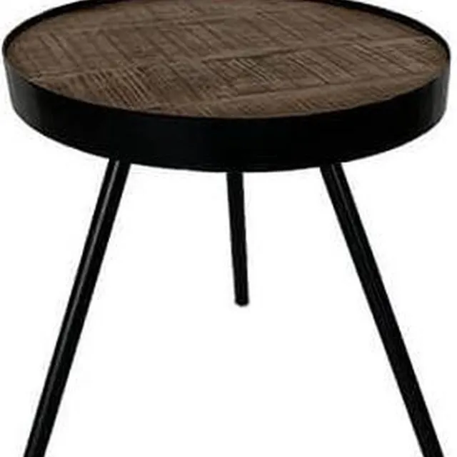 by Mooss Bijzettafel - Driepoot - Rond - Ø 45 - Hout - Metaal - Bruin - Zwart - Trendy