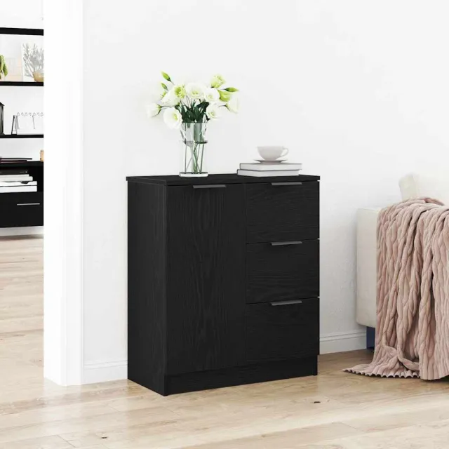 vidaXL Dressoir Zwart Eiken 60 x 30 x 70 cm Bewerkt hout
