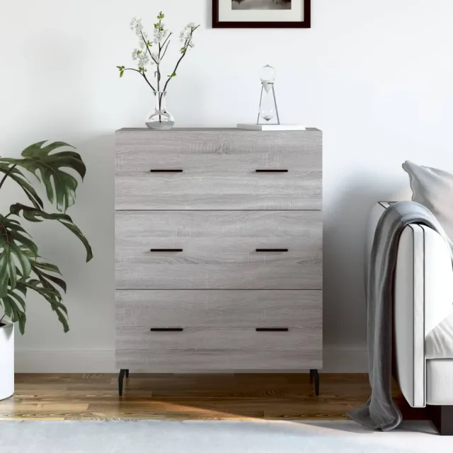 vidaXL Dressoir 69,5x34x90 cm bewerkt hout grijs sonoma eikenkleurig, foto 2