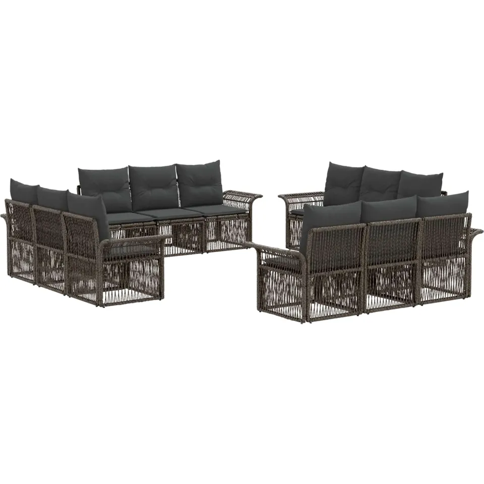 vidaXL Tuinbankenset 12 st 12-zits Grijs poly rattan, foto 3