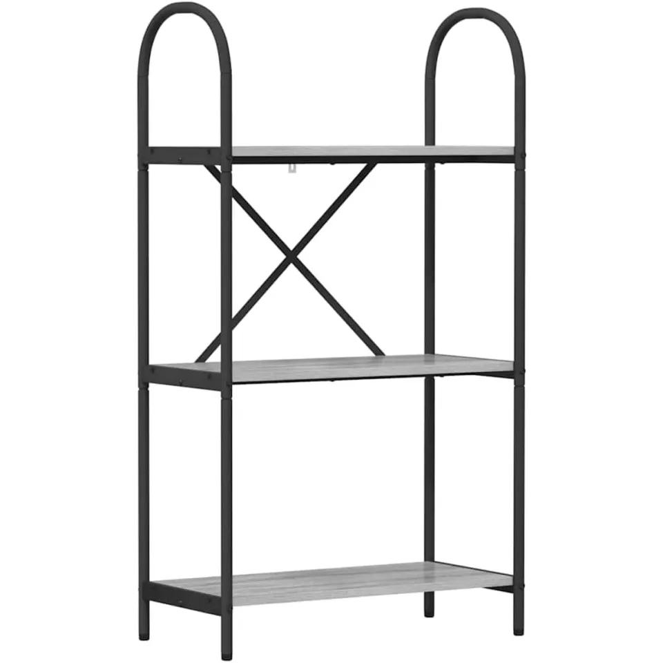 vidaXL Boekenkast 3-laags 60 x 30 x 109 cm Bewerkt hout Grijs Sonoma, foto 3