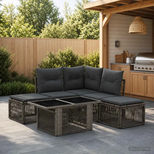 vidaXL Tuinbankenset 6 st Grijs 100 x 55 x 73 cm poly rattan