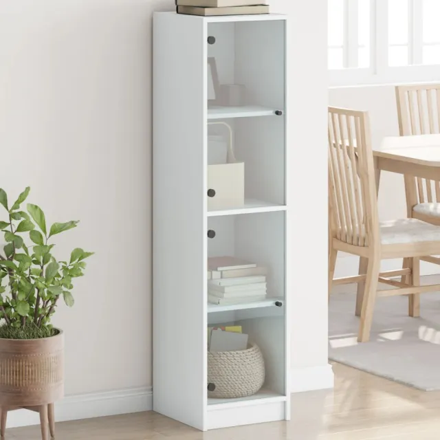vidaXL Hoge kast met glazen deuren 35x37x142 cm wit, foto 2