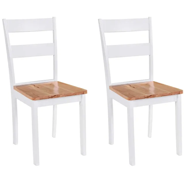 vidaXL Eetkamerstoelen 2 st massief rubberwood wit
