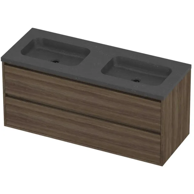 Proline Rollo Badmeubelset Hardsteen Elegant Dubbel 120x46x54 cm Blue Stone Vital Oak Eiken