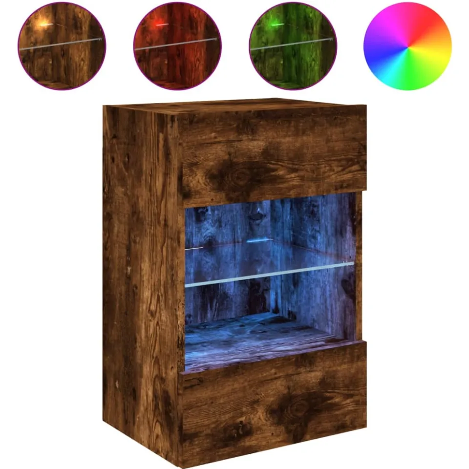 vidaXL Tv-wandmeubel met LED-verlichting 40x30x60,5 cm gerookt eiken, foto 3