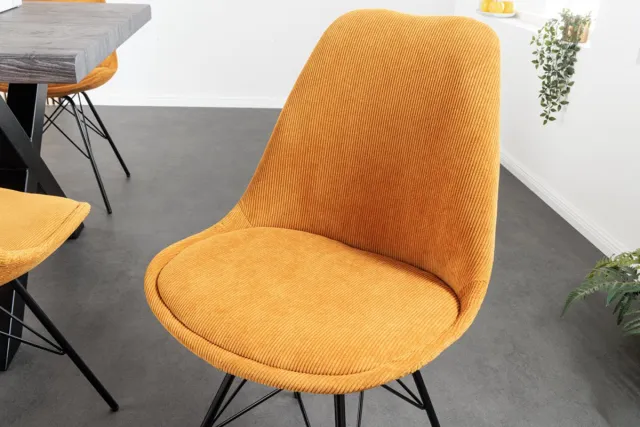 Invicta Interior Design stoel SCANDINAVIA MEESTERSTUK mosterdgeel koord zwart metalen poten - 43697
