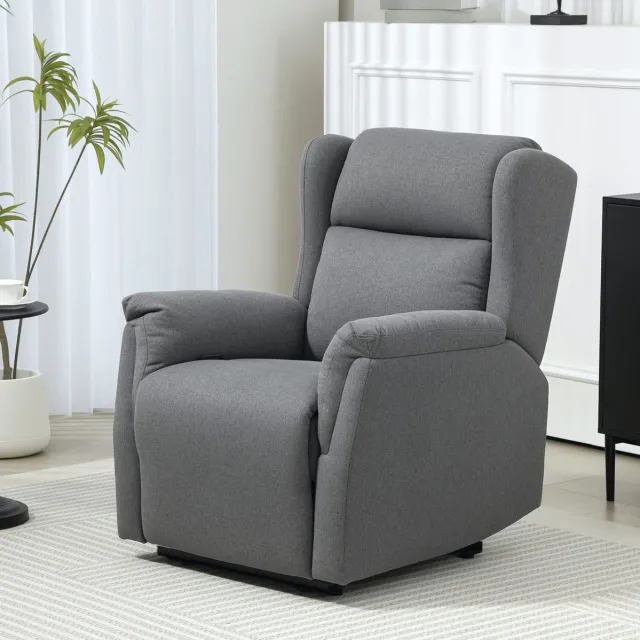Wishdor Relaxfauteuil - Handmatig verstelbare rugleuning en voetensteun - Scandinavische stijl - Woonkamer en slaapkamer - Stof - Donkergrijs - 80 x 94 x 101 cm Dark Gray