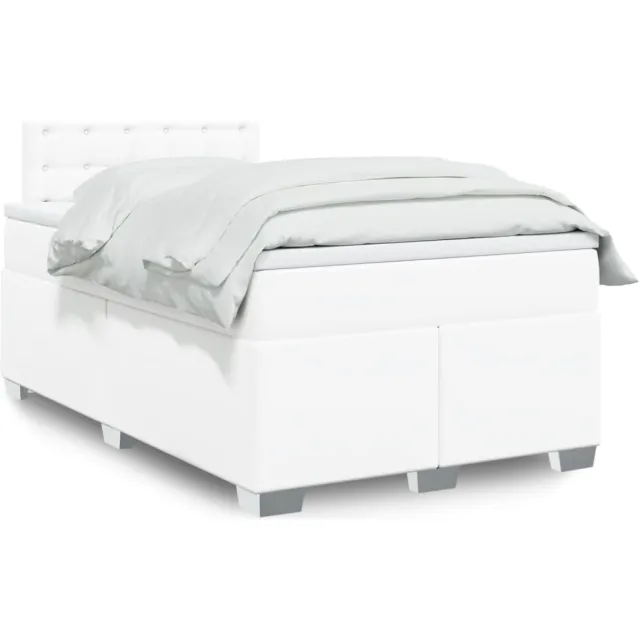 vidaXL Boxspring met matras kunstleer wit 120x200 cm