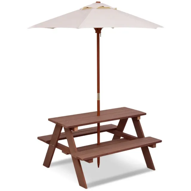 GranMaison Picknicktafel - Kinderen - Tuintafel - Multifunctionele Picknick tafel - Speeltafel - Geschikt voor Buiten - Walnoot