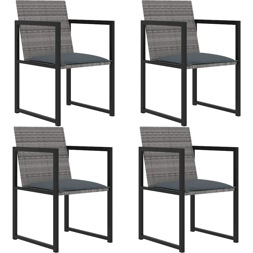vidaXL 5-delige Tuinset met kussens poly rattan grijs, foto 2