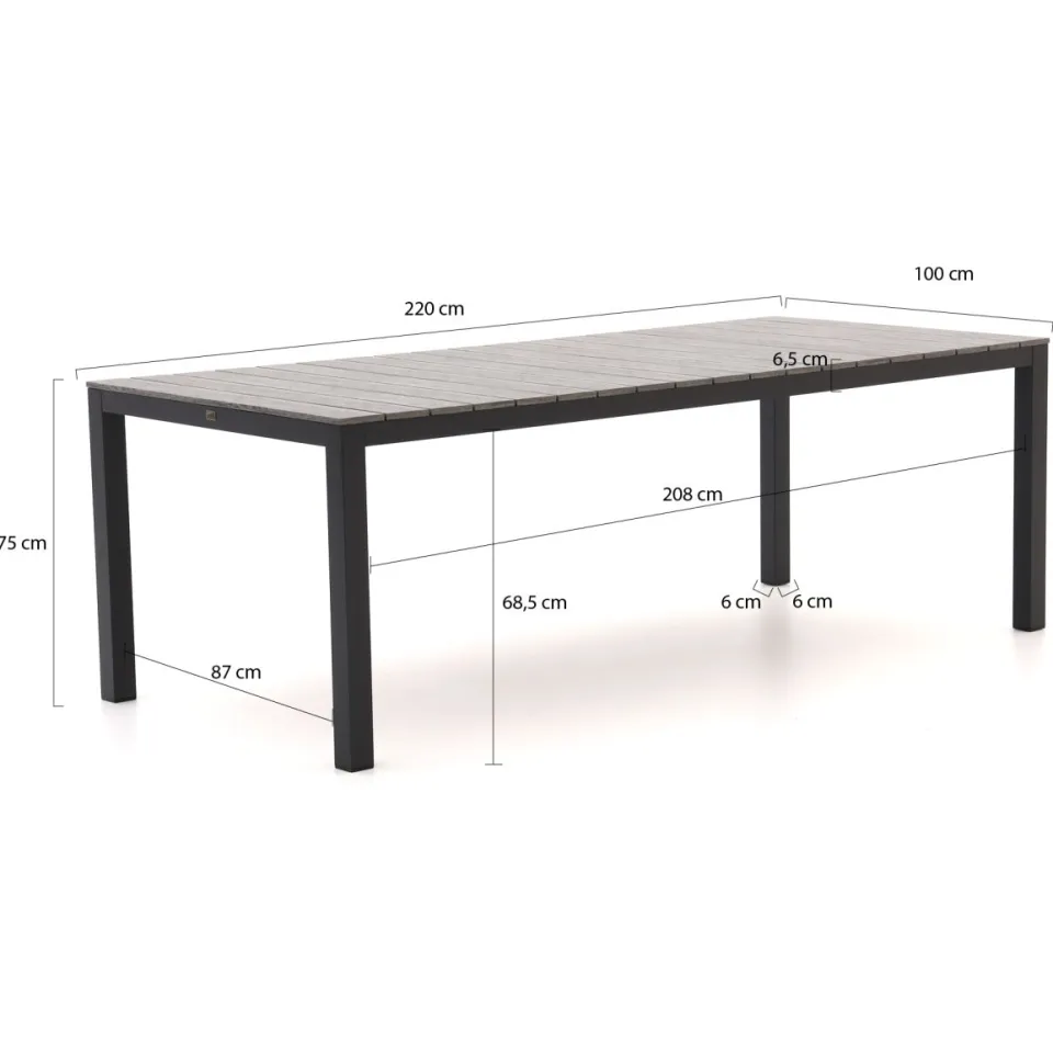 Bellagio tuinmeubelen Bellagio Lugo/Fidenza 220cm dining tuinset 7-delig verstelbaar grijs, foto 3