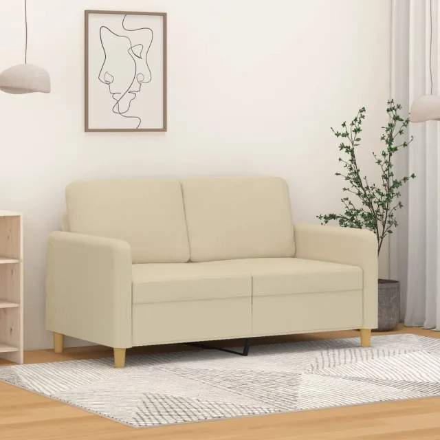 vidaXL Tweezitsbank 120 cm stof crèmekleurig