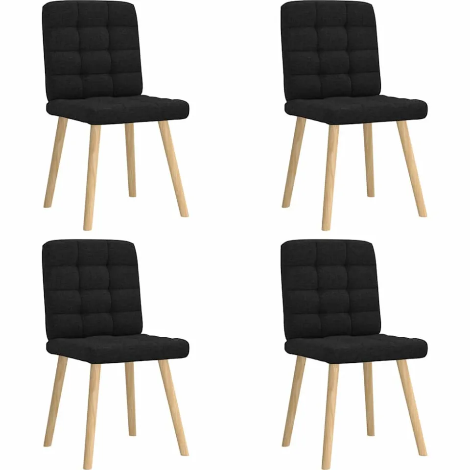 vidaXL Eetkamerstoelen 4 st stof zwart, foto 3