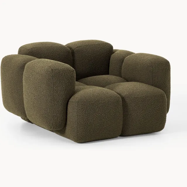 Westwing Collection Bouclé loungefauteuil Tayla Groen