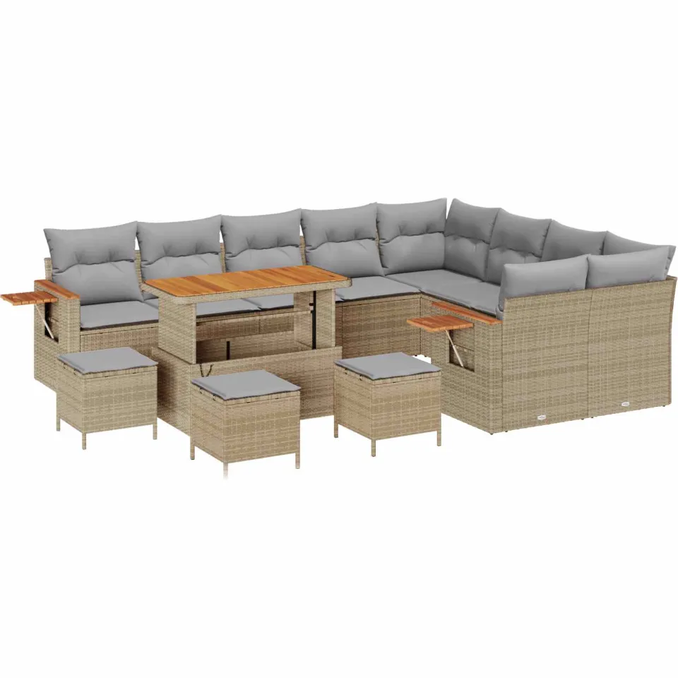 vidaXL Tuinbankenset 13 st Beige poly rattan