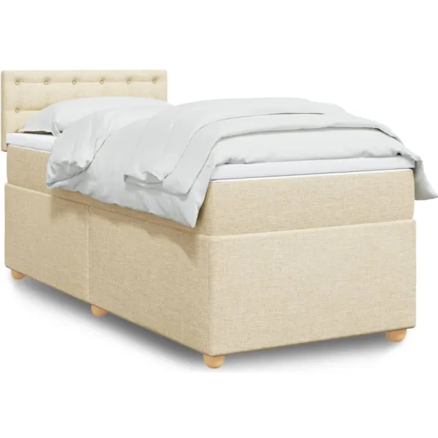 vidaXL Boxspring met matras stof crèmekleurig 90x190 cm