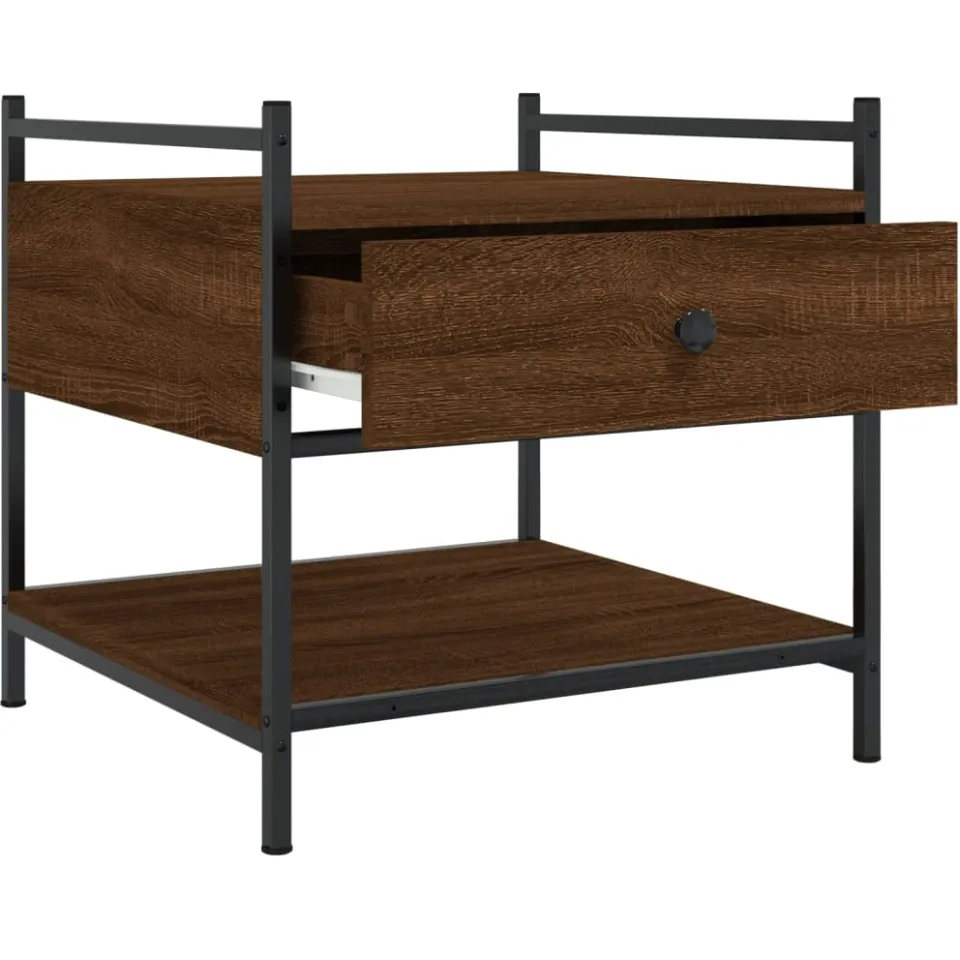 vidaXL Salontafel 50x50x50 cm bewerkt hout bruin eikenkleur
