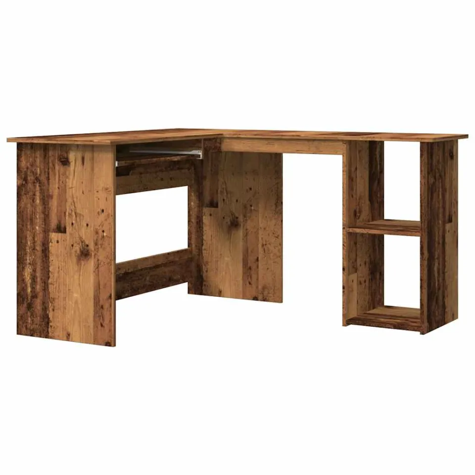 vidaXL Hoekbureau 120x140x75 cm bewerkt hout oud houtkleurig bruin, foto 3