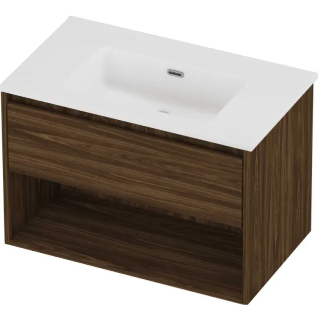 Proline Tribute Badmeubelset Porselein Elegant Schap 80x46x54 cm Mat White Cabana Oak Eiken