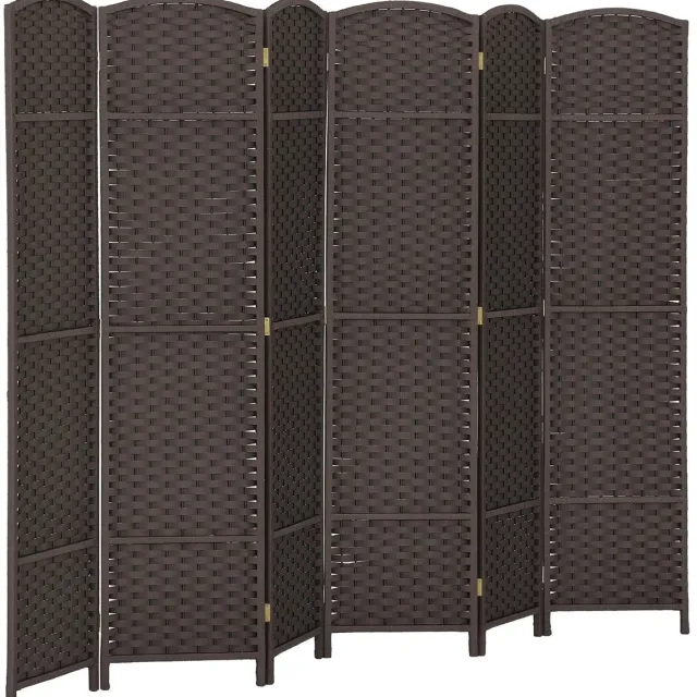 Roossentials roomdivider - Scheidingswand - Kamerscherm - Kamerverdeler - 6 panelen - Opvouwbaar - Bruin - Voor woonkamer, slaapkamer en kantoor