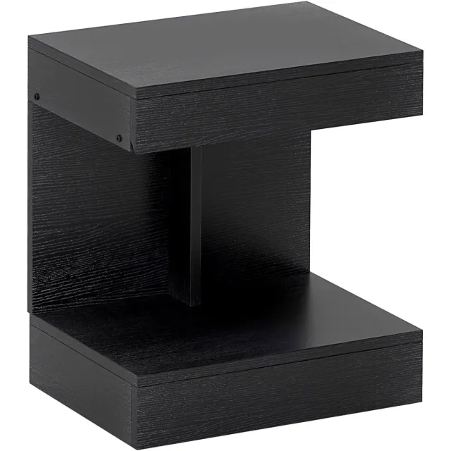 Clruro Nachtkastje - 40 x 30 x 46 cm - Lade en Open Vak - Ruimtebesparend - Zwart