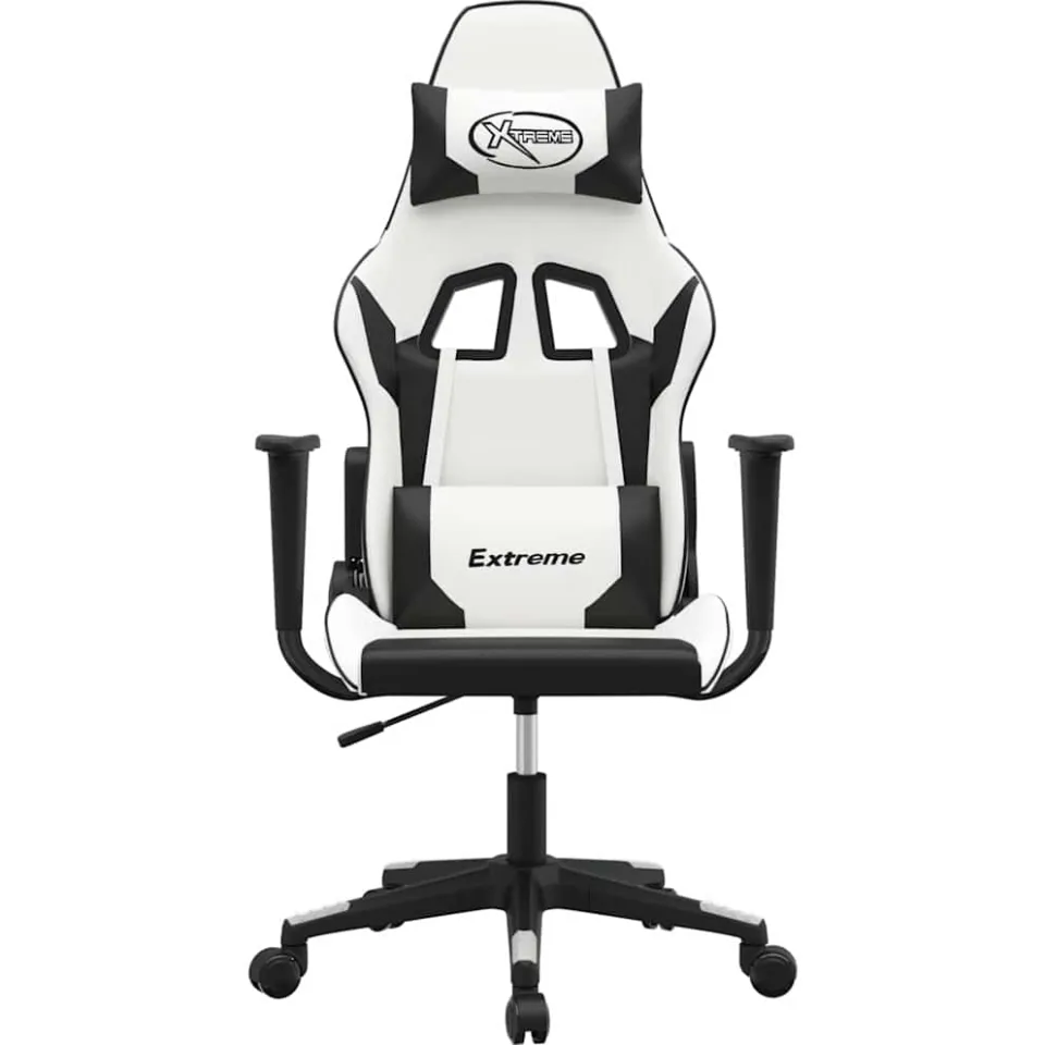 vidaXL Massage gamestoel kunstleer wit en zwart
