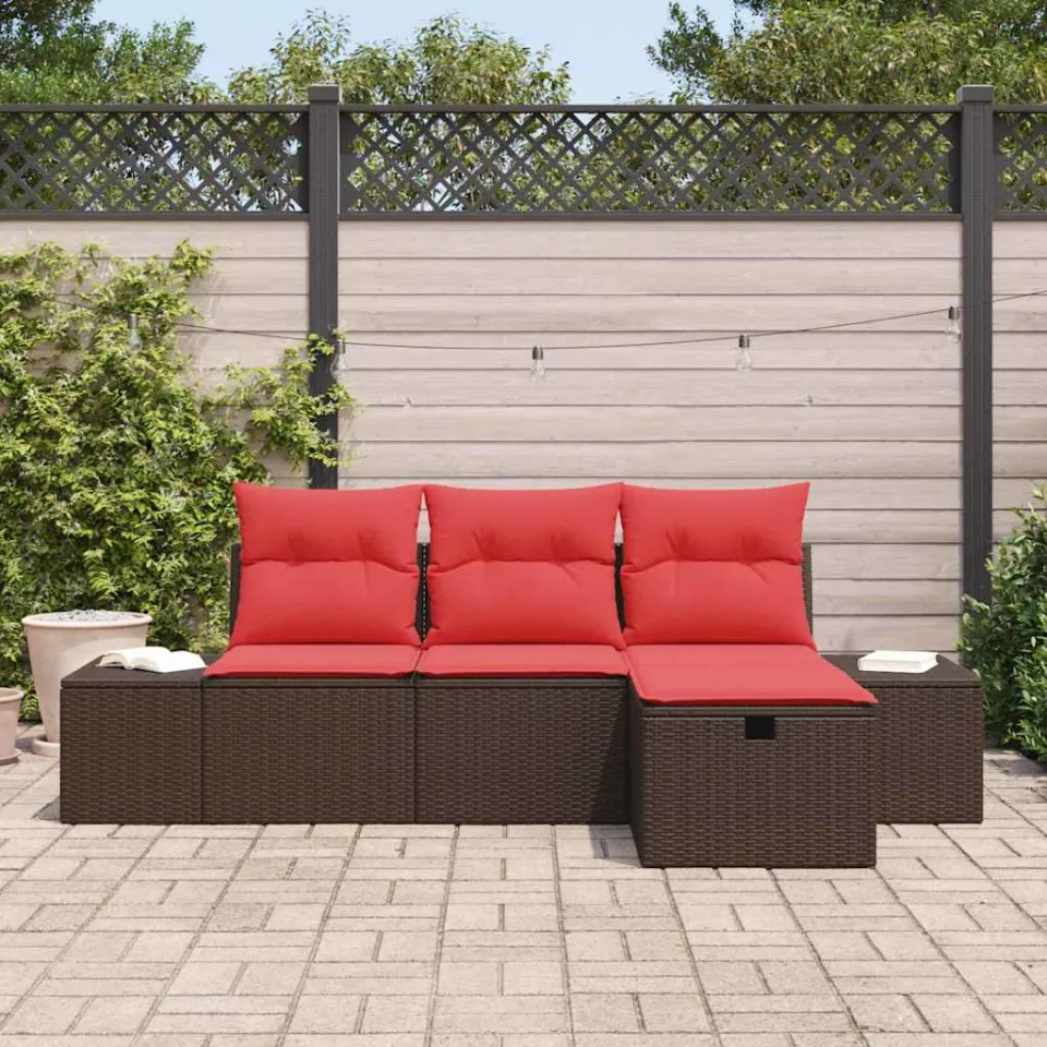 vidaXL Tuin Sofa Set 4 st poly rattan grijs, foto 3
