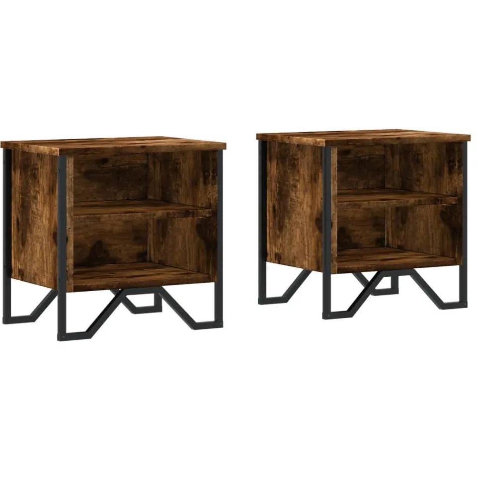 vidaXL Nachtkastjes 2 st 40x30x40 cm bewerkt hout gerookt eikenkleurig Bruin