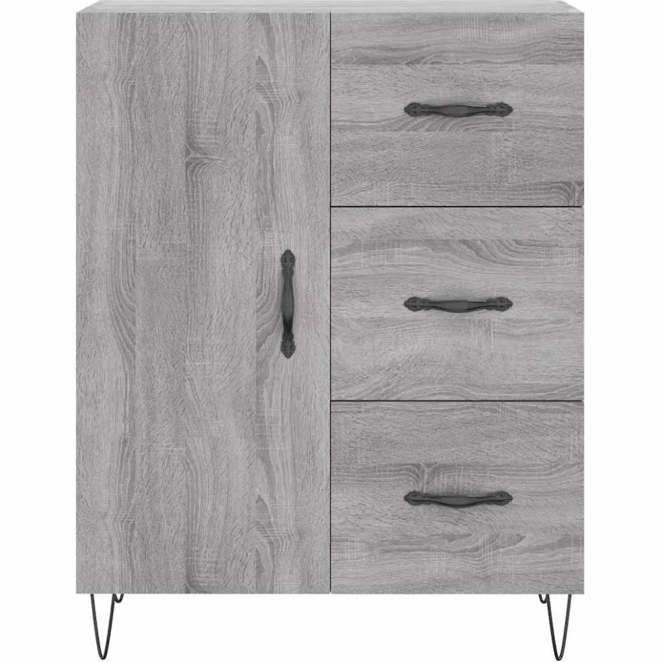 vidaXL Dressoir 69,5x34x90 cm bewerkt hout grijs sonoma eikenkleurig