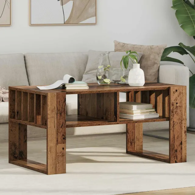 vidaXL Salontafel Oudhout 92 x 49,5 x 45 cm Bewerkt hout bruin, foto 2