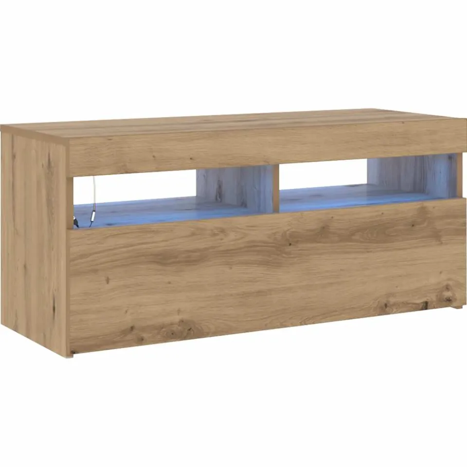 vidaXL Tv-meubel met LED 90x35x40 cm bewerkt hout artisanaal eiken, foto 3