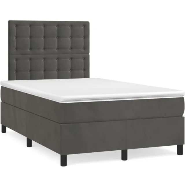 vidaXL Boxspring met matras en LED fluweel donkergrijs 120x190 cm grijs