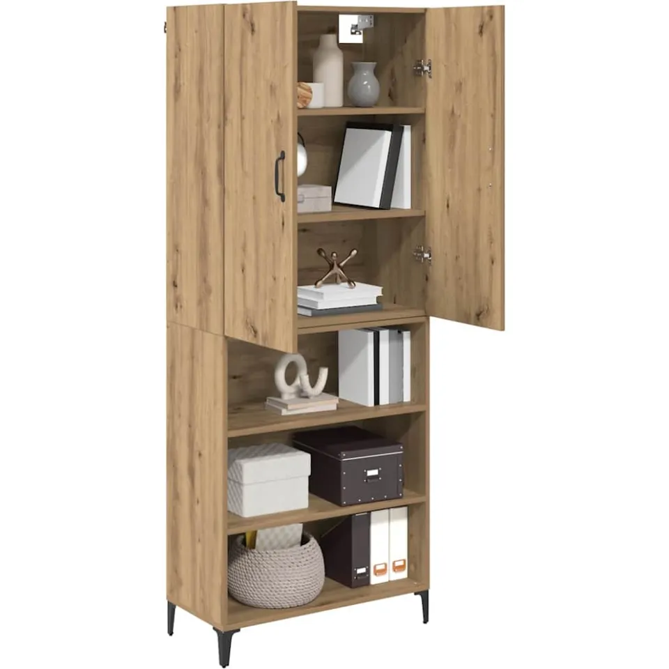 vidaXL Highboard Artisan Eiken 69,5 x 34 x 180 cm Bewerkt hout Bruin