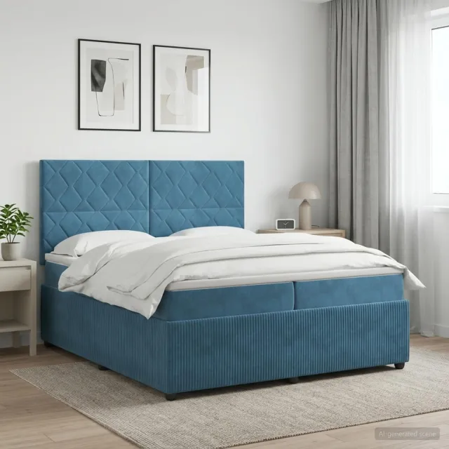 vidaXL Boxspringbed met matras Blauw 200 x 200 cm Fluweel