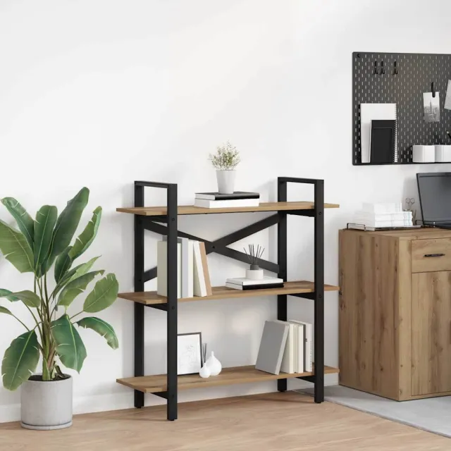 vidaXL Boekenkast 3-laags 100 x 33,5 x 102 cm Bewerkt hout bruin, foto 2
