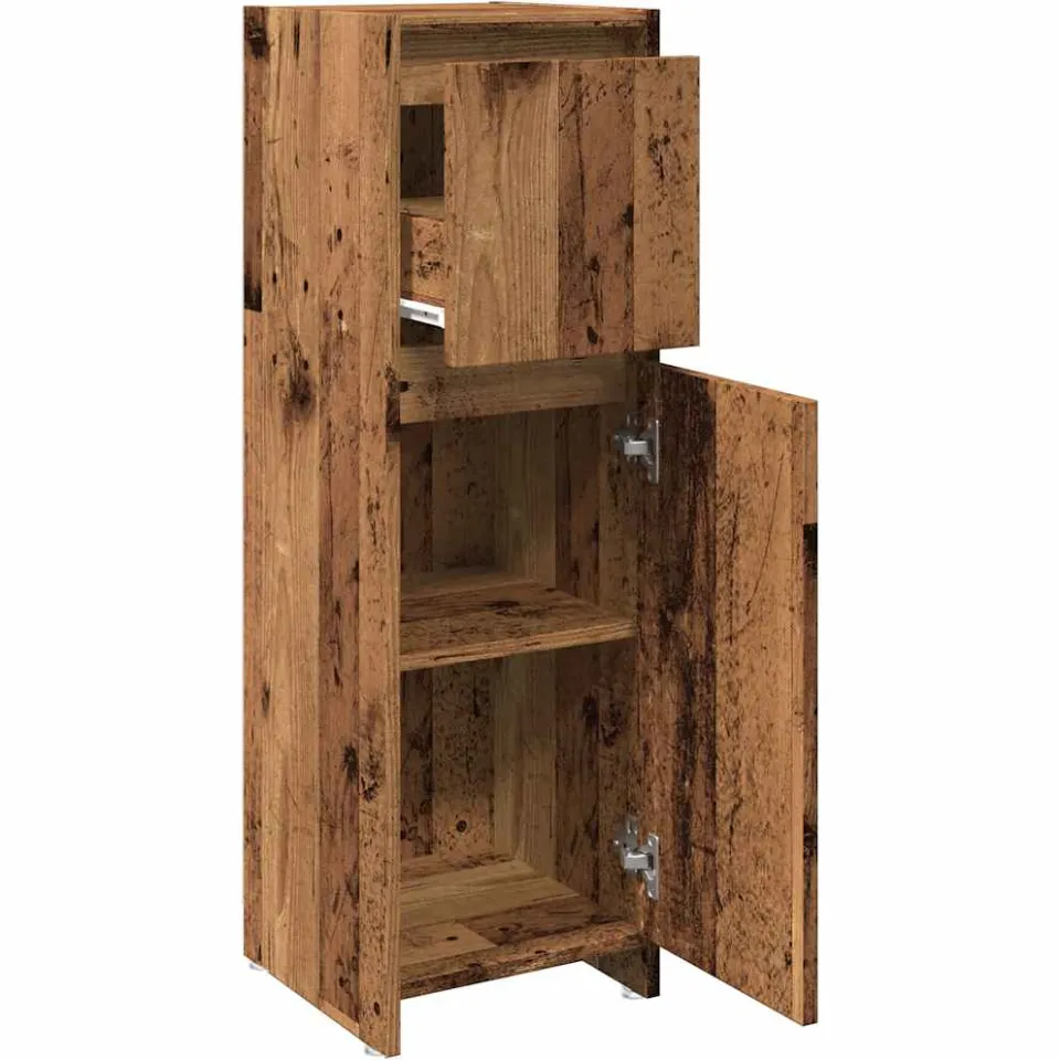vidaXL Badkamerkast 30x30x95 cm bewerkt hout oud houtkleurig Bruin