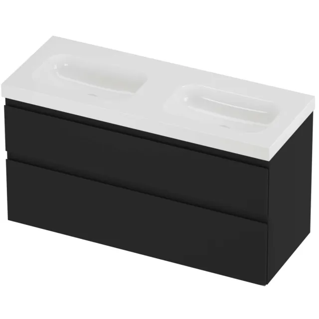 Proline Haga Badmeubelset Polystone Mezza 120x46x66 cm Glans Wit Mat Zwart